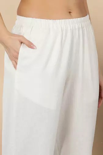 white color embroidered pure cotton styles kurta trouser with dupatta