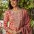 maroon color printed silk blend styles kurta trouser with dupatta