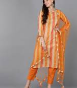 beige color printed rayon blend styles kurta trouser with dupatta
