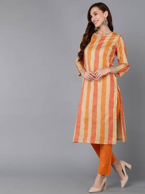 beige color printed rayon blend styles kurta trouser with dupatta 3