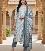 white color embroidered poly chanderi styles kurta trouser with dupatta