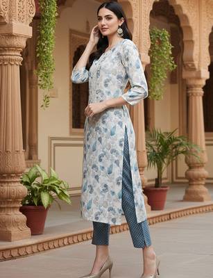 white color embroidered poly chanderi styles kurta trouser with dupatta 2