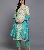 nude color embroidered silk blend styles kurta trouser with dupatta