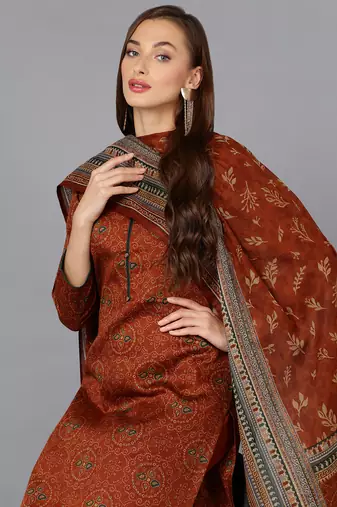 Rust Orange Salwar Suit Set for Casual Days