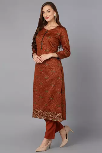 Rust Orange Salwar Suit Set for Casual Days