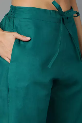 green color printed rayon blend styles kurta trouser with dupatta