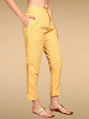 yellow color printed silk blend styles kurta trouser with dupatta 4
