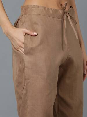 beige color printed silk blend styles kurta trouser with dupatta 5