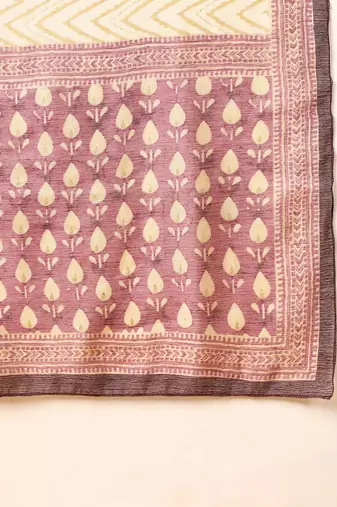 mauve color printed silk blend styles kurta trouser with dupatta