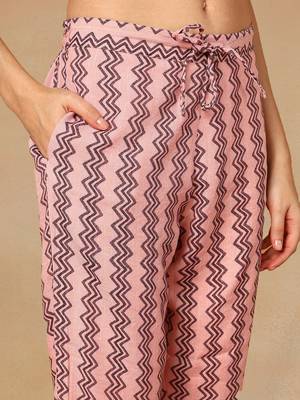 pink color printed silk blend styles kurta trouser with dupatta 5