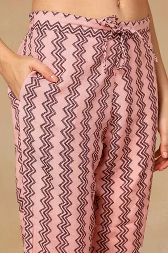 pink color printed silk blend styles kurta trouser with dupatta