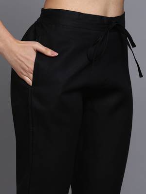black color embroidered silk blend styles kurta trouser with dupatta 4
