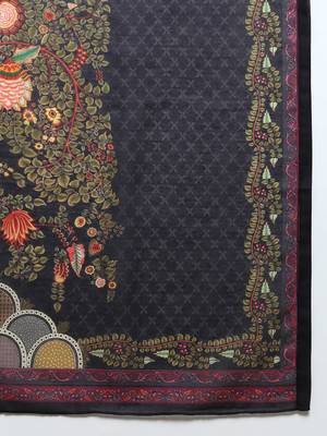 black color embroidered silk blend styles kurta trouser with dupatta 5