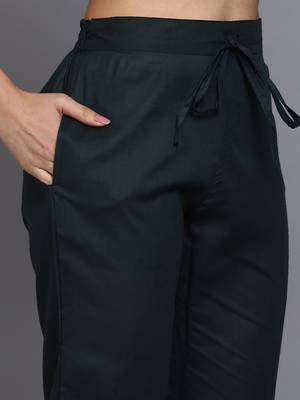 black color embroidered silk blend styles kurta trouser with dupatta 5