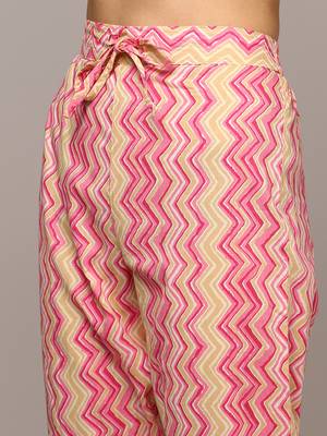 cream color printed pure cotton styles kurta trouser with dupatta 5