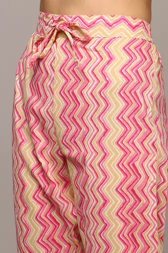 cream color printed pure cotton styles kurta trouser with dupatta