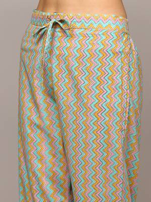peach color printed pure cotton styles kurta trouser with dupatta 5