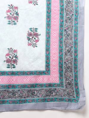 grey color printed pure cotton styles kurta trouser with dupatta 5