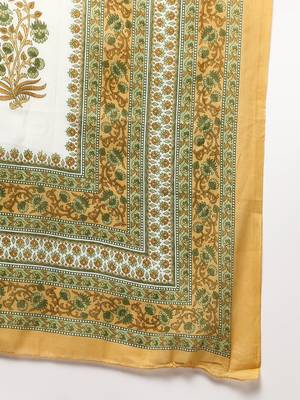 yellow color printed pure cotton styles kurta trouser with dupatta 5