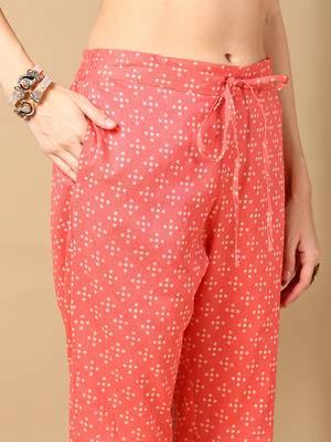 peach color embroidered pure cotton styles kurta trouser with dupatta 5