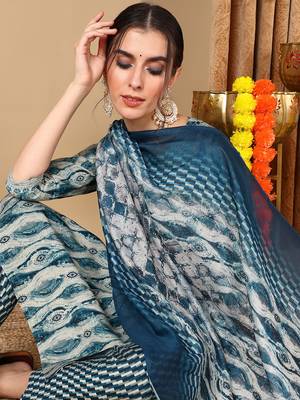 grey color embroidered silk blend styles kurta trouser with dupatta 2