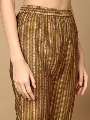 green color embroidered silk blend styles kurta trouser with dupatta 4