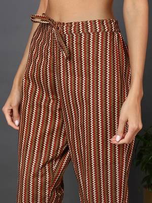 brown color printed pure cotton styles kurta trouser with dupatta 5