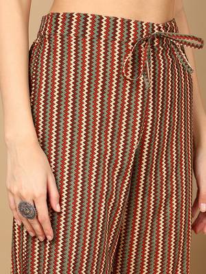 green color printed pure cotton styles kurta trouser with dupatta 5