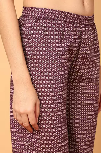 magenta color printed pure cotton styles kurta salwar with dupatta