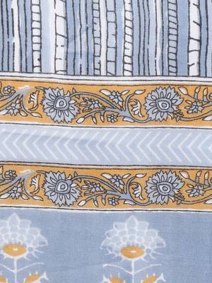 Grey Blended Cotton Floral Printed Kurti Set with Dupatta 5