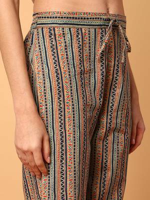 blue color printed pure cotton styles kurta trouser with dupatta 5