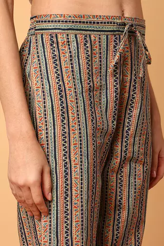 blue color printed pure cotton styles kurta trouser with dupatta