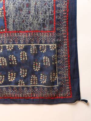 blue color printed pure cotton styles kurta trouser with dupatta 5