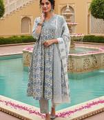 white color printed rayon blend styles kurta trouser with dupatta