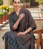 teal color printed rayon blend styles kurta trouser with dupatta