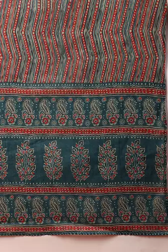 teal color printed rayon blend styles kurta trouser with dupatta