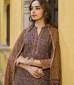 navy blue color printed rayon blend styles kurta trouser with dupatta