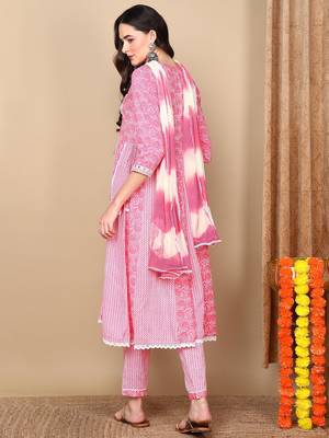 coral color embroidered viscose rayon styles kurta trouser with dupatta 3