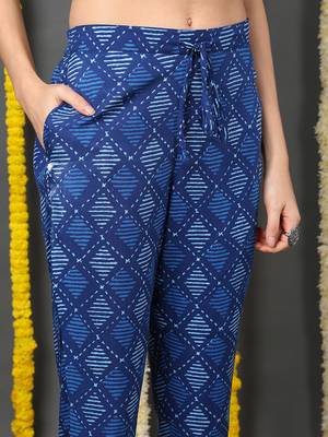 blue color printed rayon blend styles kurta trouser with dupatta 5