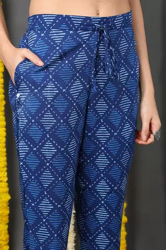 blue color printed rayon blend styles kurta trouser with dupatta