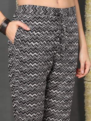 black color printed rayon blend styles kurta trouser with dupatta 4