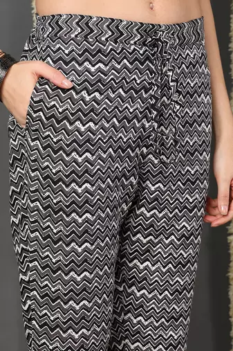 black color printed rayon blend styles kurta trouser with dupatta