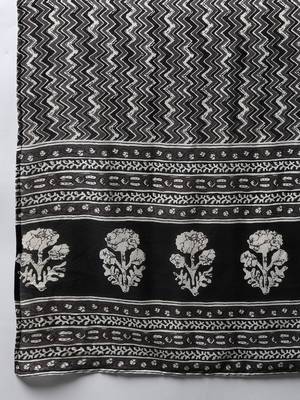 black color printed rayon blend styles kurta trouser with dupatta 5