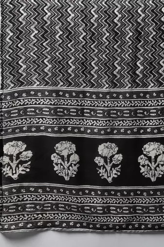 black color printed rayon blend styles kurta trouser with dupatta