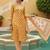 yellow color printed rayon blend styles kurta trouser with dupatta