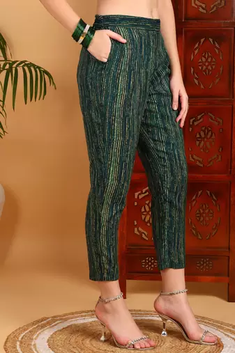 green color printed rayon blend styles kurta trouser with dupatta