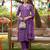 violet color printed rayon blend styles kurta trouser with dupatta