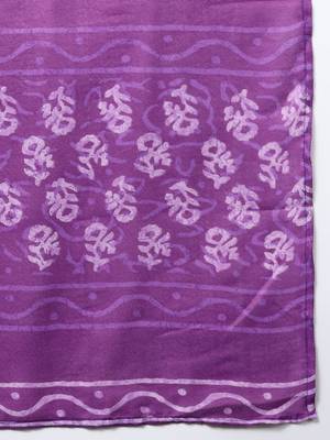 violet color printed rayon blend styles kurta trouser with dupatta 5