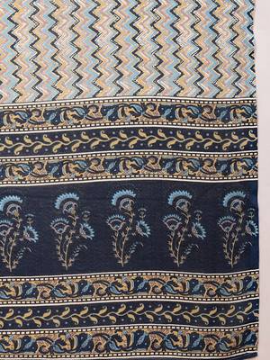 blue color printed rayon blend styles kurta trouser with dupatta 5
