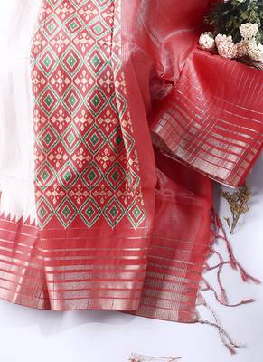 red art silk Saree with  blouse 5